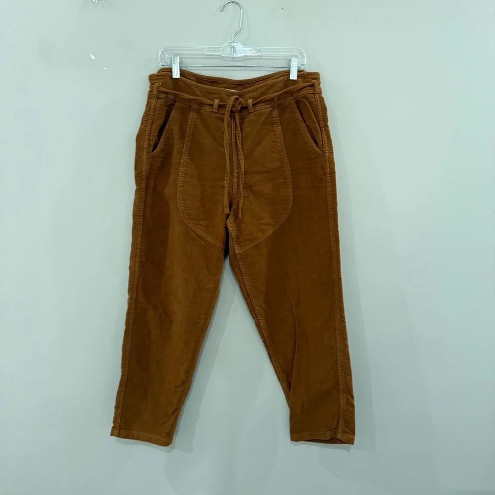 Ulla Johnson Pants Moleskin Sabi Straight Leg Belted in Tobacco Brown